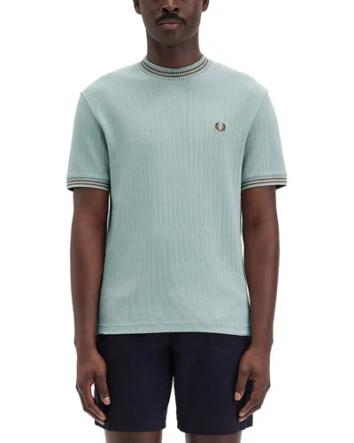 Fred Perry Regular Fit Ribbed Jersey Tee In Silver Blue