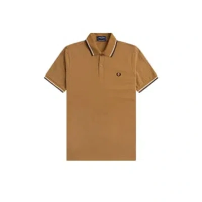 Fred Perry Reissues Original Twin Tipped Polo Dark Caramel / Ecru / Navy In Blue