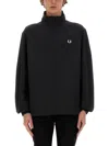 Fred Perry Relaxed-fit Jacket With High Collar And Full Zip Closure In Black