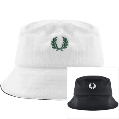 Fred Perry Reversible Pique Bucket Hat White In Multi