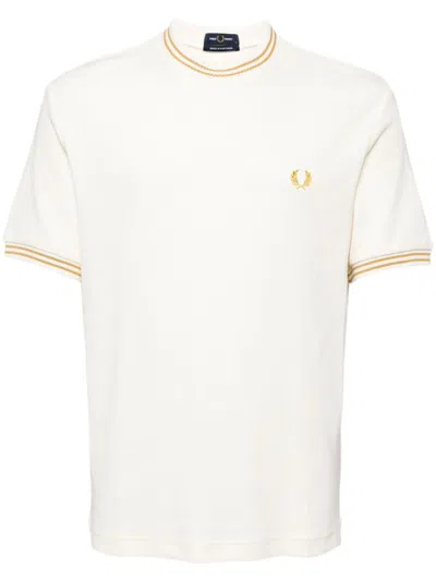 Fred Perry Ribbed Jersey T-shirt In Neutrals