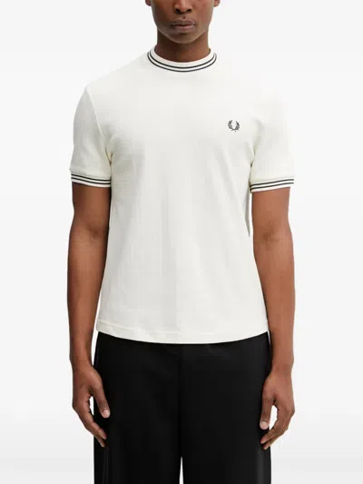 Fred Perry Ribbed Jersey T-shirt In White