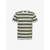 FRED PERRY FRED PERRY MEN'S UNIFROM GREEN MULTI RINGER LOGO-EMBROIDERED COTTON-JERSEY T-SHIRT