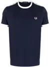 Fred Perry Ringer Cotton Jersey T-shirt In Blue