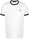 Fred Perry Ringer Logo-tape T-shirt In White