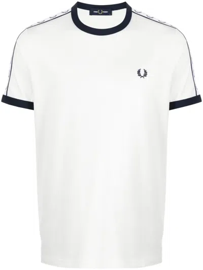 Fred Perry Ringer Logo-tape T-shirt In White