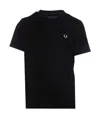 Fred Perry Mens Black Ringer Logo-embroidered Cotton-jersey T-shirt In Black