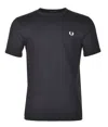 Fred Perry Logo-embroidered Cotton T-shirt In Black