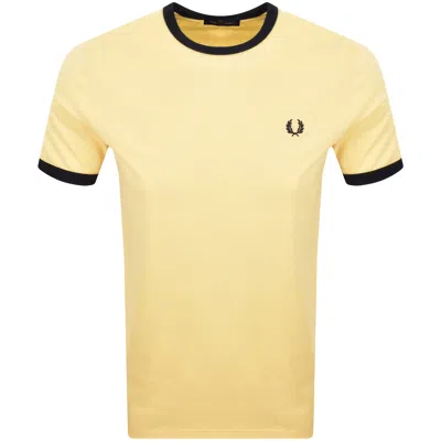 Fred Perry Ringer T Shirt Champions Gold In Yellow