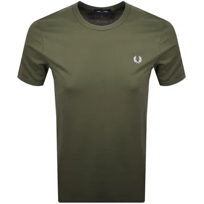 Fred Perry Ringer T Shirt Laurel Wreath Green