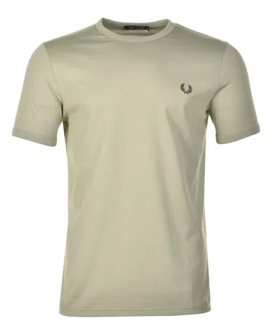 Fred Perry Ringer T Shirt Olive Mint In Green