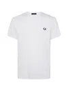 Fred Perry Ringer Wreath-embroidered T-shirt In White