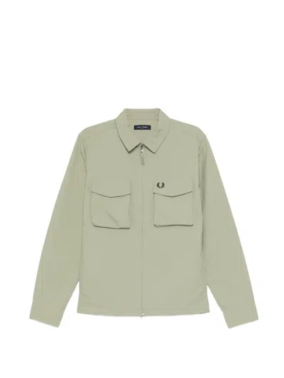Fred Perry Mens Ripstop Pocket Overshirt In Green