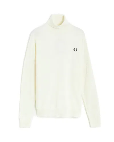 Fred Perry Roll Neck Jumper In White