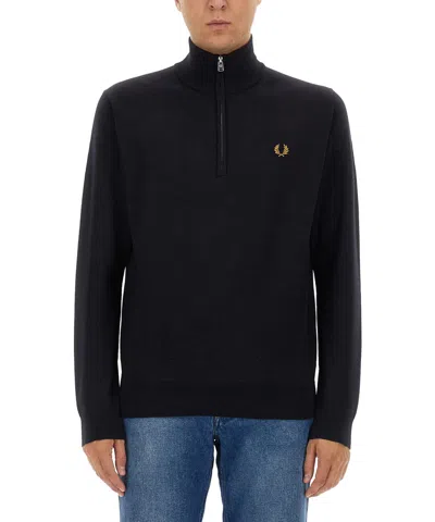 Fred Perry Roll-neck Sweater In Blue