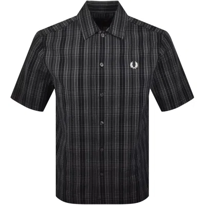 Fred Perry Seersucker Check Shirt Navy In Blue