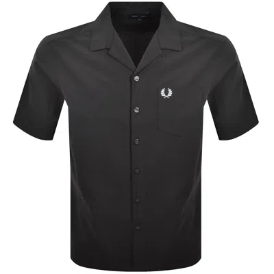 Fred Perry Seersucker Revere Collar Shirt Grey In Animal Print