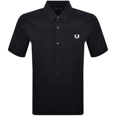 Fred Perry Seersucker Shirt Navy In Blue
