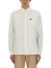 Fred Perry Cotton Oxford Shirt In White