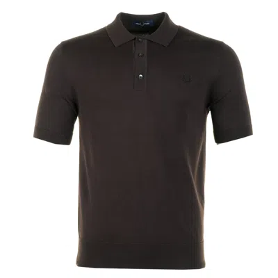 Fred Perry Short Sleeve Cotton Knitted Polo Shirt Rich Brown