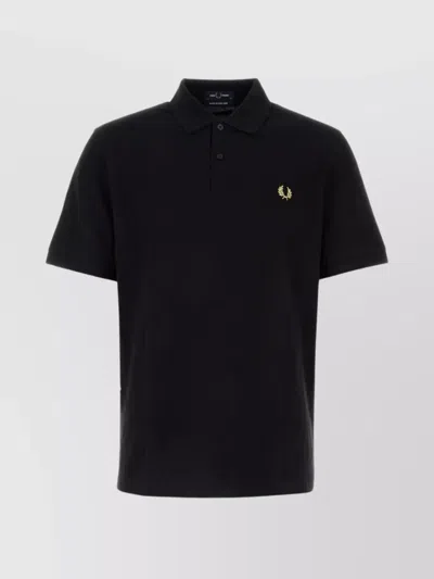 Fred Perry Short Sleeve Cotton Piquet Polo In Black
