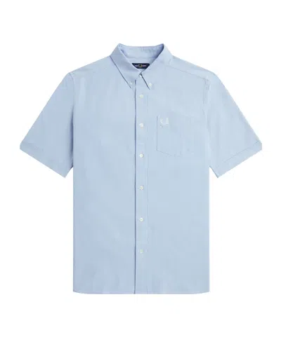 Fred Perry Short-sleeve Cotton Shirt In Blue