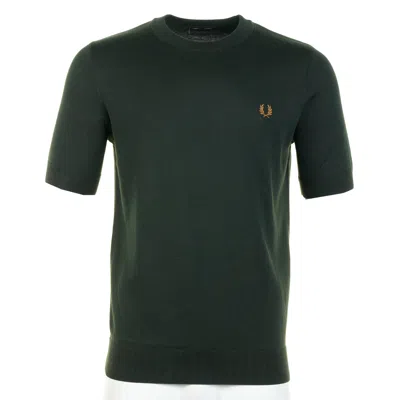 Fred Perry Short Sleeve Knitted Cotton T Shirt Night Green
