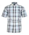 Fred Perry Short Sleeve Madras Check Shirt Light Smoke In Blue