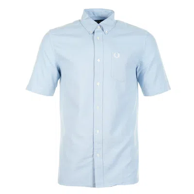 Fred Perry Short Sleeve Oxford Shirt Light Smoke / White In Blue