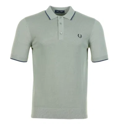 Fred Perry Short Sleeve Pique Stitch Knitted Polo Shirt Bayleaf In Green