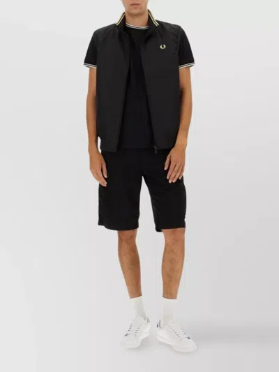 Fred Perry Short Sleeve Ribbed Hem T-shirt In Black