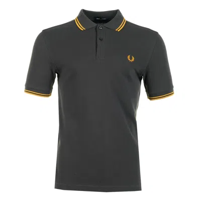 Fred Perry Short Sleeve Twin Tipped Polo Shirt Anchor Grey / Golden In Gray