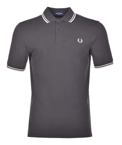 Fred Perry Short Sleeve Twin Tipped Polo Shirt Anchor Grey Oatmeal