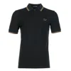 Fred Perry Red Hvy Pq Tip Tee In Black