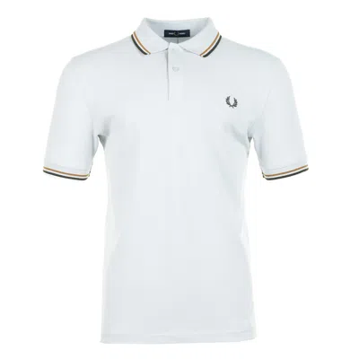 Fred Perry Short Sleeve Twin Tipped Polo Shirt Dusk Blue / Dark Caramel / Night Green