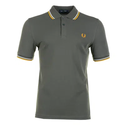 Fred Perry Short Sleeve Twin Tipped Polo Shirt Field Green / Ecru / Golden