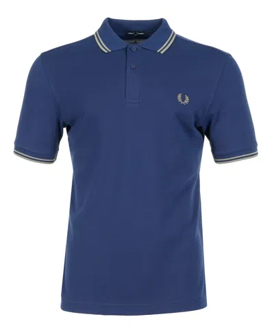 Fred Perry Short Sleeve Twin Tipped Polo Shirt French Navy/olive Mint