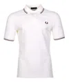 Fred Perry Short Sleeve Twin Tipped Polo Shirt Light Ecru Silver Cinnamon In Grey