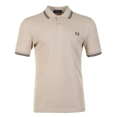 Fred Perry Short Sleeve Twin Tipped Polo Shirt Warm Oat In Brown