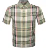 Fred Perry Short Sleeve Madras Check Shirt Olive Mint
