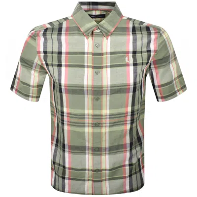 FRED PERRY FRED PERRY SHORT SLEEVED MADRAS CHECK SHIRT GREEN