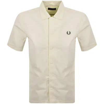 Fred Perry Short Sleeved Shirt Cream In White