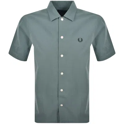 Fred Perry Short Sleeved Shirt Stockport Blue In Green