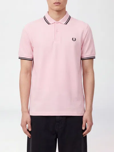 Fred Perry Short-sleeve Cotton Polo With Embroidered Logo And Contrast Trims In Pink