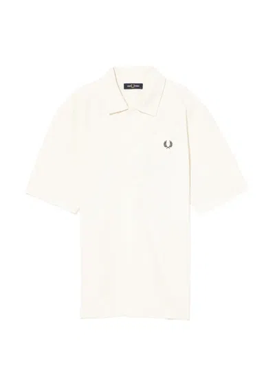 Fred Perry Mens Linen Blend Revere Collar Shirt In White