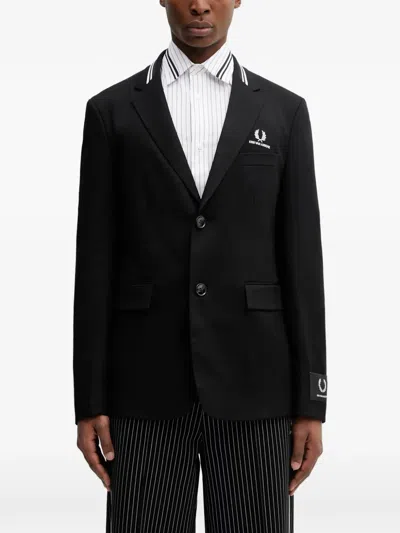 Fred Perry Single-breasted Blazer In Black
