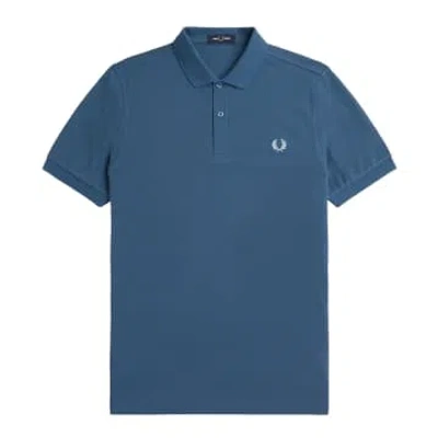 Fred Perry Slim Fit Plain Polo Midnight Blue & Light Ice