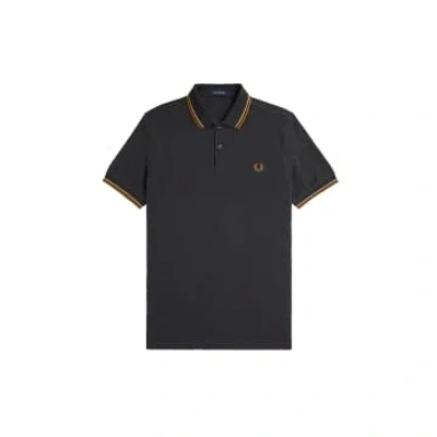 Fred Perry Slim Fit Twin Tipped Polo Anchor Grey / Warm Stone / Dark Caramel