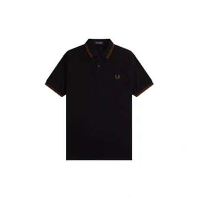 Fred Perry Slim Fit Twin Tipped Polo Black / Whisky Brown / Whisky Brown