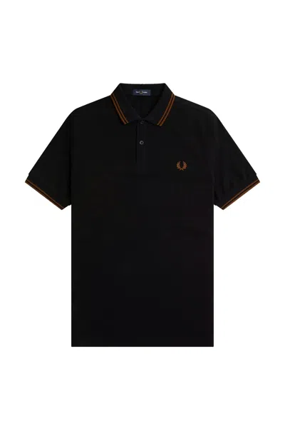 Fred Perry Logo-embroidered Cotton Polo Shirt In Black